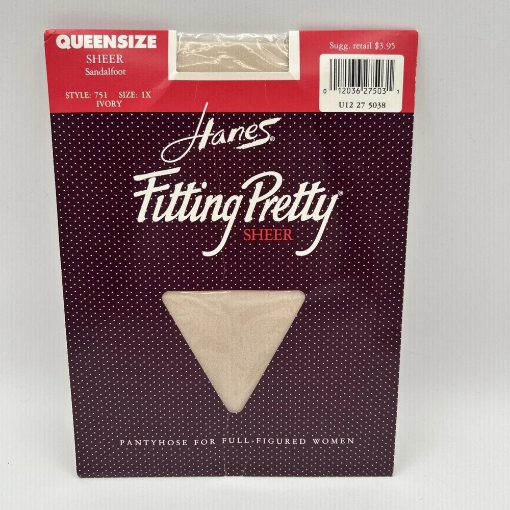 Hanes Pantyhose Women 1X Ivory Queensize Sheer Style 751 Business NIP